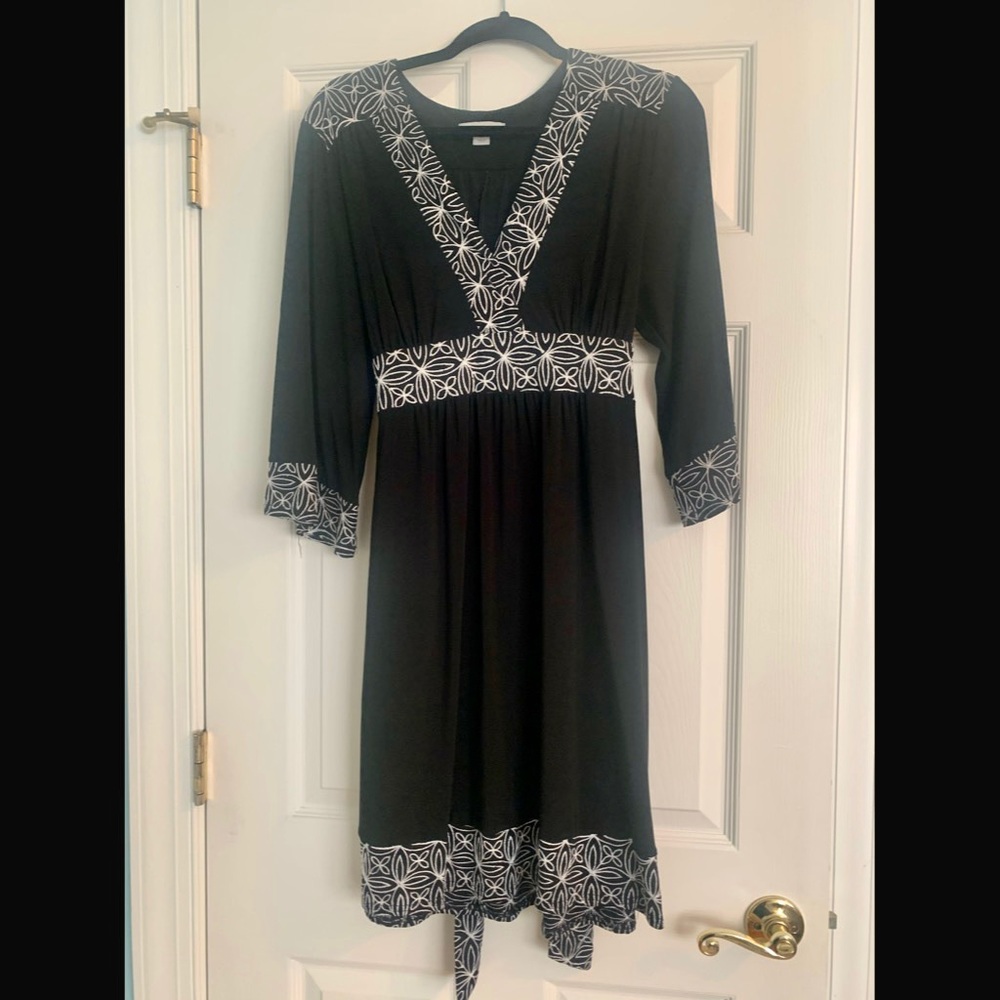 Black Dress with White Detail